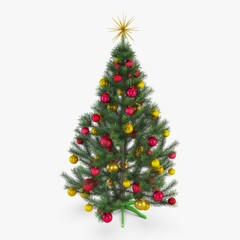 Colorful Christmas tree adorned with ornaments and star topper