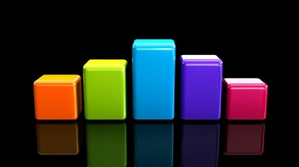 A dynamic and colorful financial bar graph showing positive market trends with a modern tech interface and smooth transitions between data points