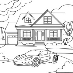 drawing of a house coloring page line art 