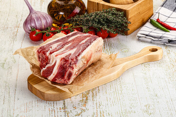 Raw beef ribs for cooking