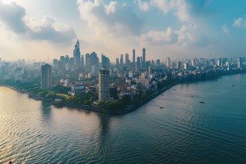 Aerial Panoramic View of Mumbais Lower Parel Skyline with Multiple Districts