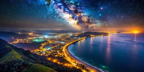 Fototapeta premium Night Lights of Ghana: Illuminated Map of West Africa