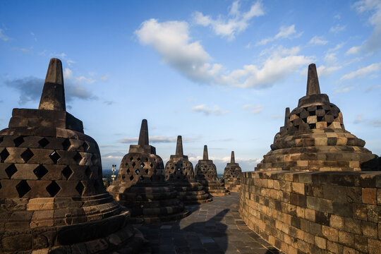 Borobudur temple at sunset, Central Java, Indonesia