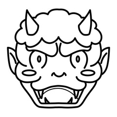 鬼　顔　イラスト　線画