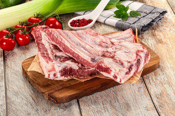 Raw pork ribs for cooking