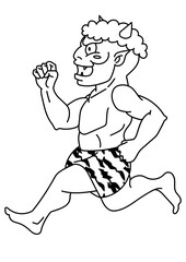 鬼　逃げる　イラスト　線画