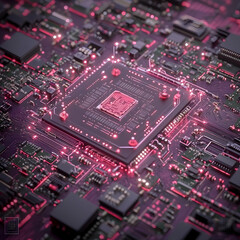 Obraz premium 3D Render Circuit Board Glow