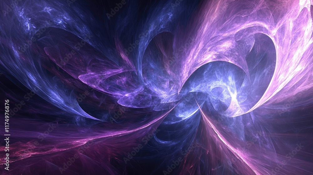Poster dynamic abstract waves in shades of purple and blue, capturing movement and depth with a futuristic 