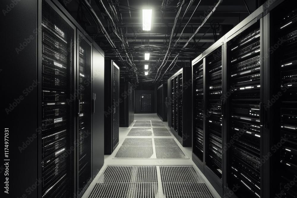 Aufkleber contemporary data center featuring advanced network servers and equipment configuration