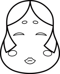 節分　おたふく　イラスト　線画