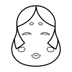 節分　おたふく　イラスト　線画