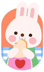 Little bunny eating bread.