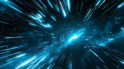 Naklejka premium A blue galaxy with a bright star in the middle