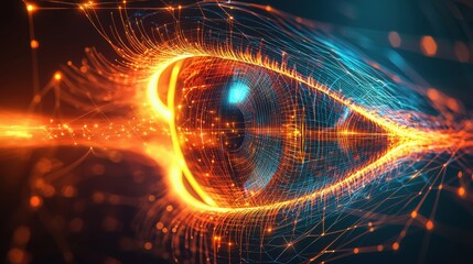 Obraz premium Glowing geometrical eye design showcasing balance and precision in modern eye health