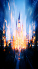 Naklejka premium Abstract Cityscape Gothic Castle Illustration