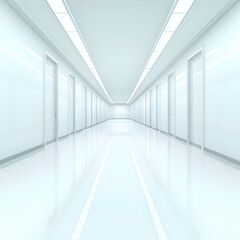 Clean White Corridor 3D Render