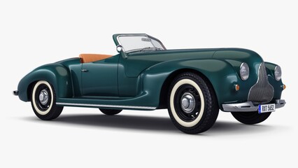 Classic convertible car parked in a bright studio setting