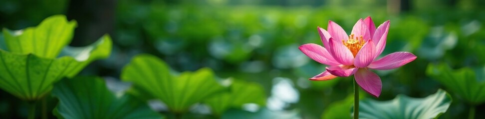 Naklejka premium Blooming pink kaffir lily in a lush green garden with water, lush, kaffir lily, plant