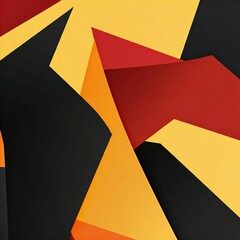 Abstract geometric shapes in bold colors, with sharp angles and curved lines, creating a dynamic and energetic background.