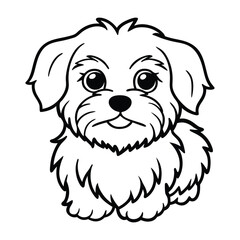 Line art of a Cute Shih Tzu puppy hand-drawn cartoon illustration.eps