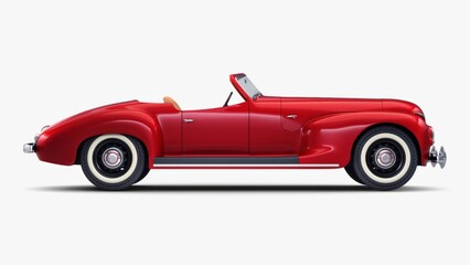 Classic red convertible car parked on a plain background