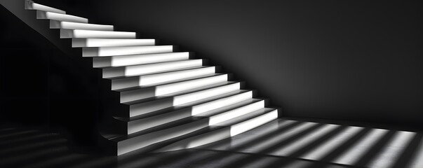 Naklejka premium Illuminated Architecture: Captivating Contrast of Light and Shadow on a Staircase