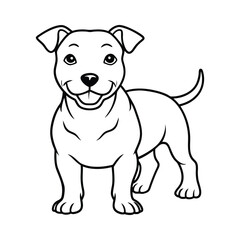 Line art pit bull puppy hand-drawn cartoon illustration.eps