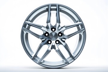 Obraz premium sleek alloy wheel with silver car rim featuring modern wheel design and stylish automotive accessory for vehicle upgrade