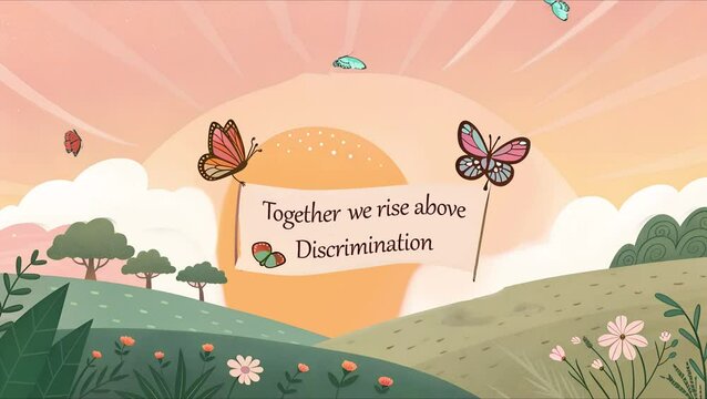  rise zero discrimination with butterfly, illustration for Zero Discrimination day