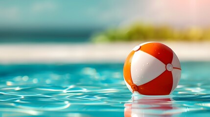 Tranquil Poolside Escape with Floating Toy and Beach Ball - Serene Leisure by the Luxurious Pool