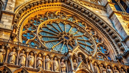 Obraz premium Notre Dame Cathedral Architectural Detail Macro Photography