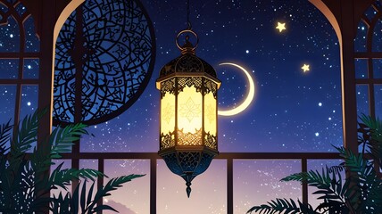 Anime Lantern with Ramadan Nuances