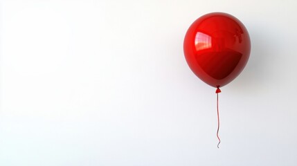 Single Red Balloon Against White Background