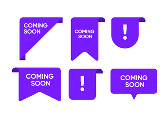 Different sale purple ribbons flat icon set. Price badges, special offer labels and discount stickers isolated vector illustration collection. Promotion templates and design elements concept