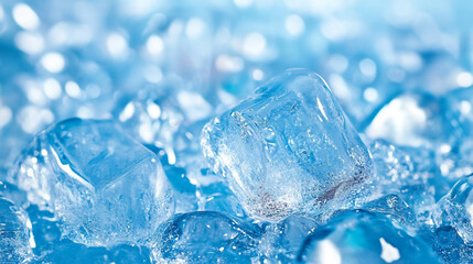 Obraz premium winter cold blue ice cube texture background Close up of ice cubes