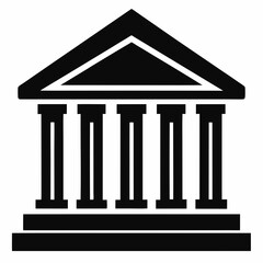 Bank Building Silhouette Vector Art