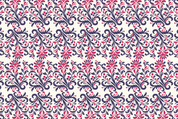 abstract seamless design with elegant floral arrangements and traditional ethnic patterns for unique fabric and wallpaper creations