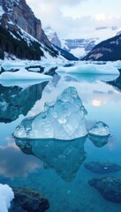 intricate ice crystal formations in frozen lake, frozen, serene