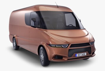 Innovative design of a modern delivery van in copper color