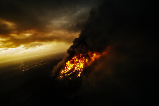 Oil Field Buring In The Desert, Alt