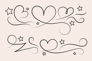 Valentines Day hearts Swirls flourish svg, Filigree curly Calligraphic Heart, Fancy Line Flourishes Swirls hearts, curve romantic love swirls, Valentines Day flourish Swirl, Calligraphy Flourish lette