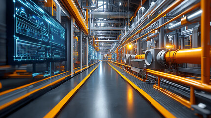 Fototapeta premium Advanced Industrial Facility Control System Display