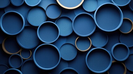 Abstract Circles in Deep Blue and Gold