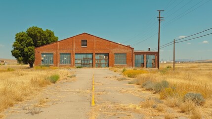 Abandoned Brick Building in a Dry Landscape