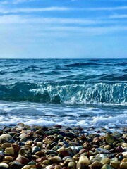 Sea, beach, waves, sea stones