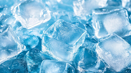 Closeup Blue crystals ice cubes as background, Ice for background