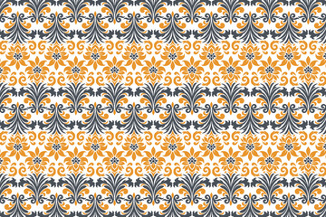 vintage floral seamless design with botanical ikat motifs for fabric wallpaper and fashion textile all over repeat flower blossom traditional pattern texture