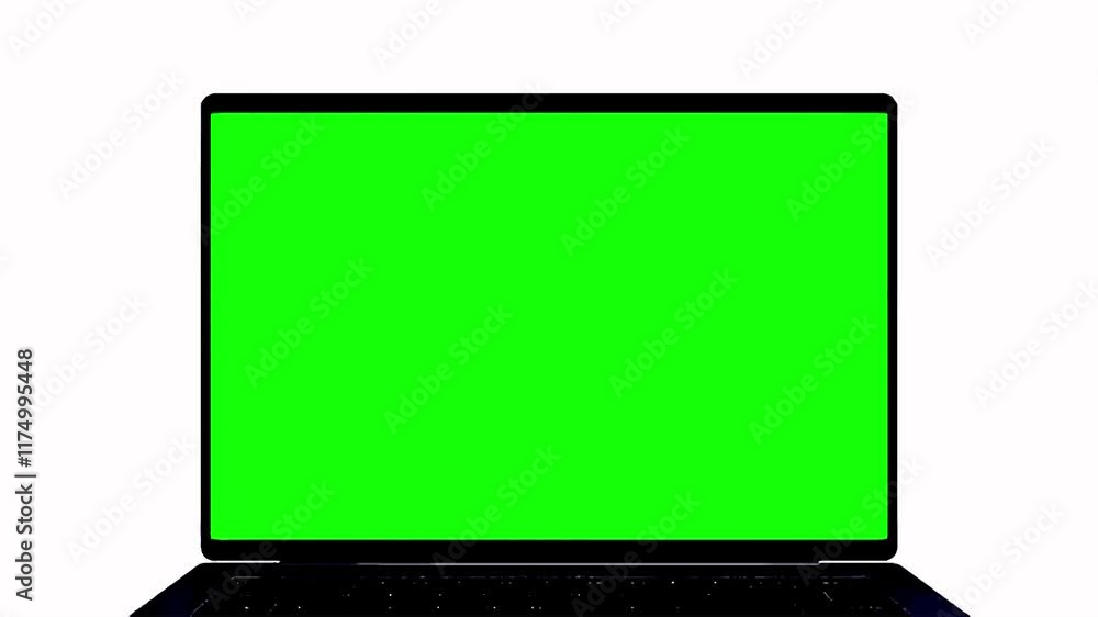Fototapete laptop mockup with green screen 3d render computer chroma key lap top front view motion graphics ele