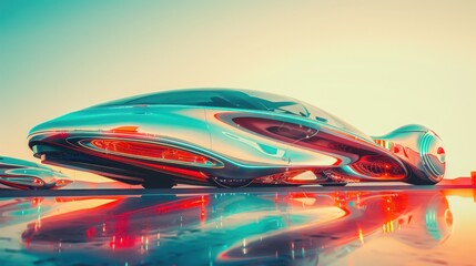 Obraz premium A dreamlike vision of tomorrow's airport, blending modern architecture and technological breakthroughs.