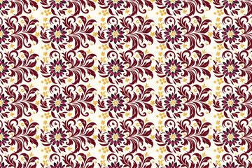 ethnic floral seamless pattern with vintage botanical ikat motifs for fabric and wallpaper all over repeat flower blossom traditional design texture
